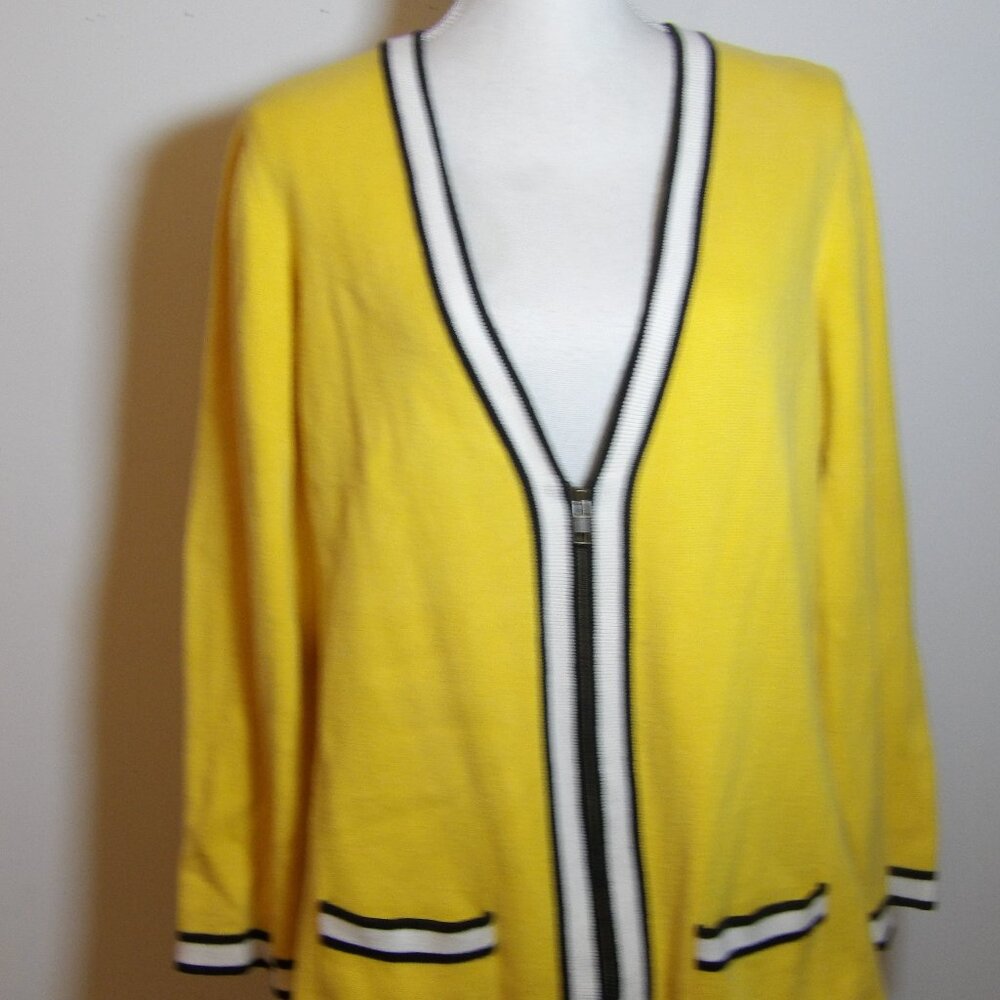 Blushe By Spiegel Yellow Navy & White Women's Sweater, Size Large